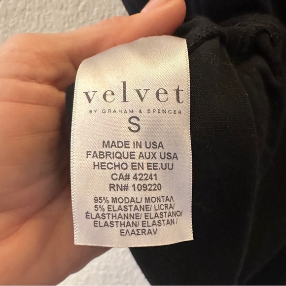 Velvet Classic Black Draped Open-Shoulder Top Size Small Made in USA Cotton - Picture 3 of 7